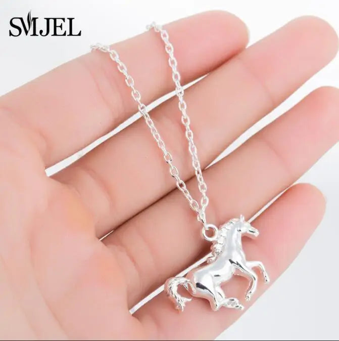 3D Rearing Unicorn Pendant Necklace
