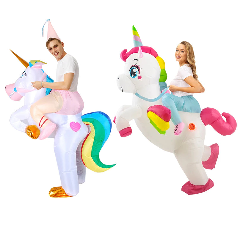 Blue Inflatable Unicorn Rider Costume