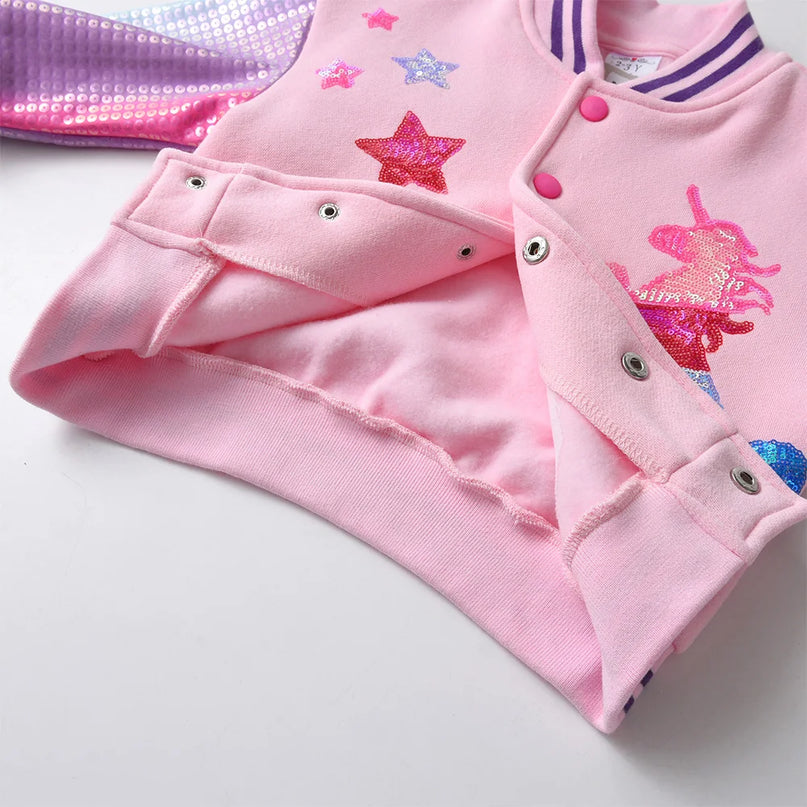 Sparkly Unicorn Sequin Bomber