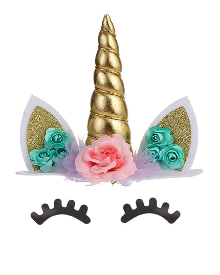 Glitter Gold Horn Unicorn Cake Topper