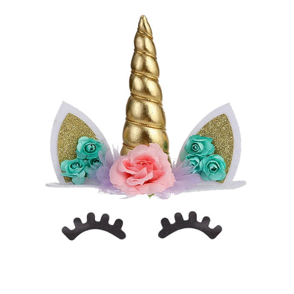 Glitter Gold Horn Unicorn Cake Topper