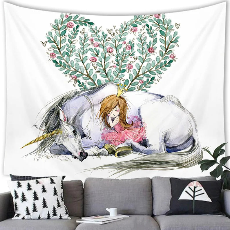 Kawaii Unicorn Tapestry for Bedroom