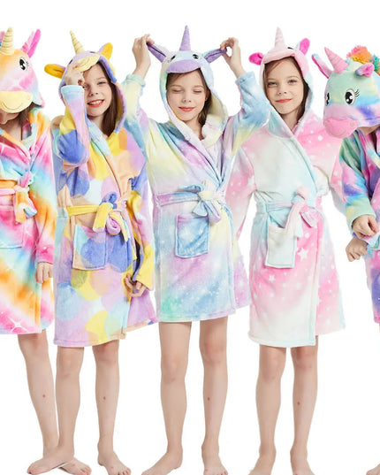 Pink Star Girls Unicorn Fleece Robe