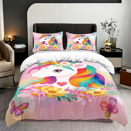 Floral Rainbow Unicorn Bedding