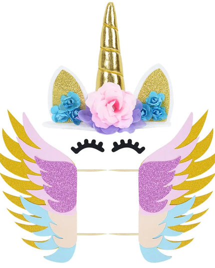 Full Gold Glitter Unicorn Cake Topper