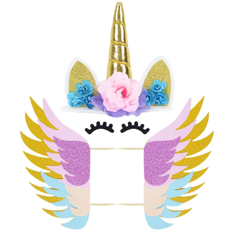 Full Gold Glitter Unicorn Cake Topper