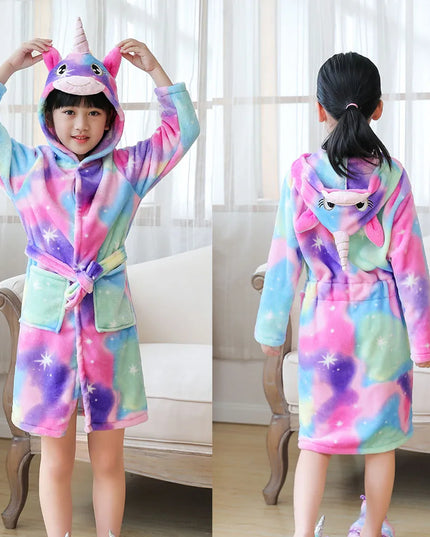 Blue Galaxy Unicorn Hooded Towel Robe
