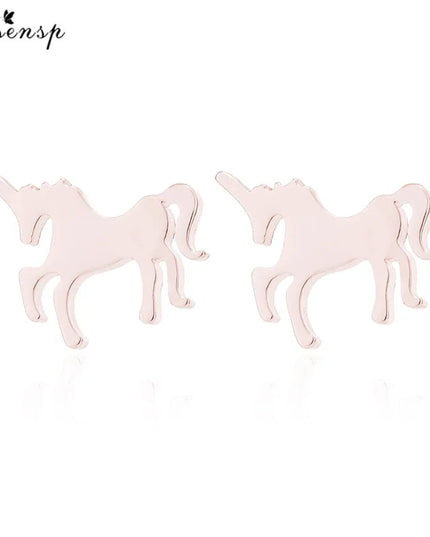 Dainty Rose Gold Unicorn Earrings