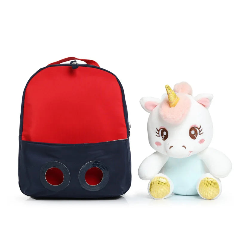 Blue Plush Unicorn Toddler Backpack