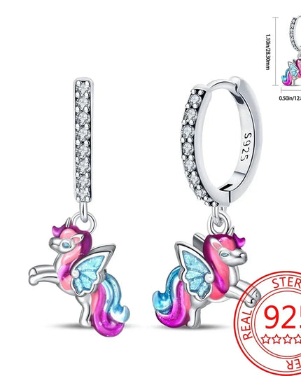 Winged Unicorn Charm Earrings