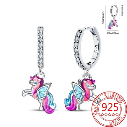 Winged Unicorn Charm Earrings