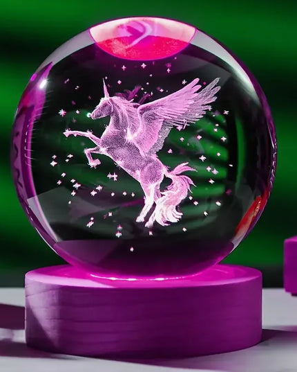 Crystal LED Unicorn Snow Globe