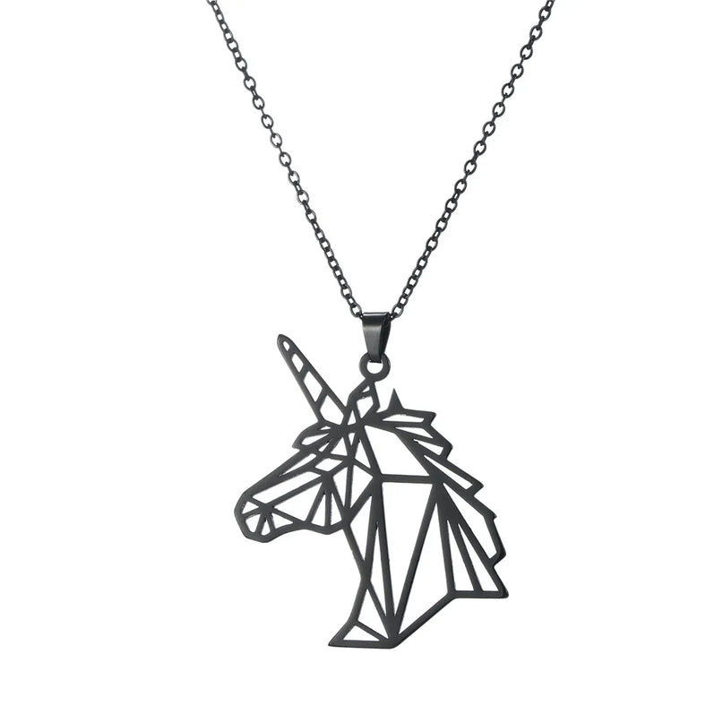 Geometric Black Unicorn Necklace