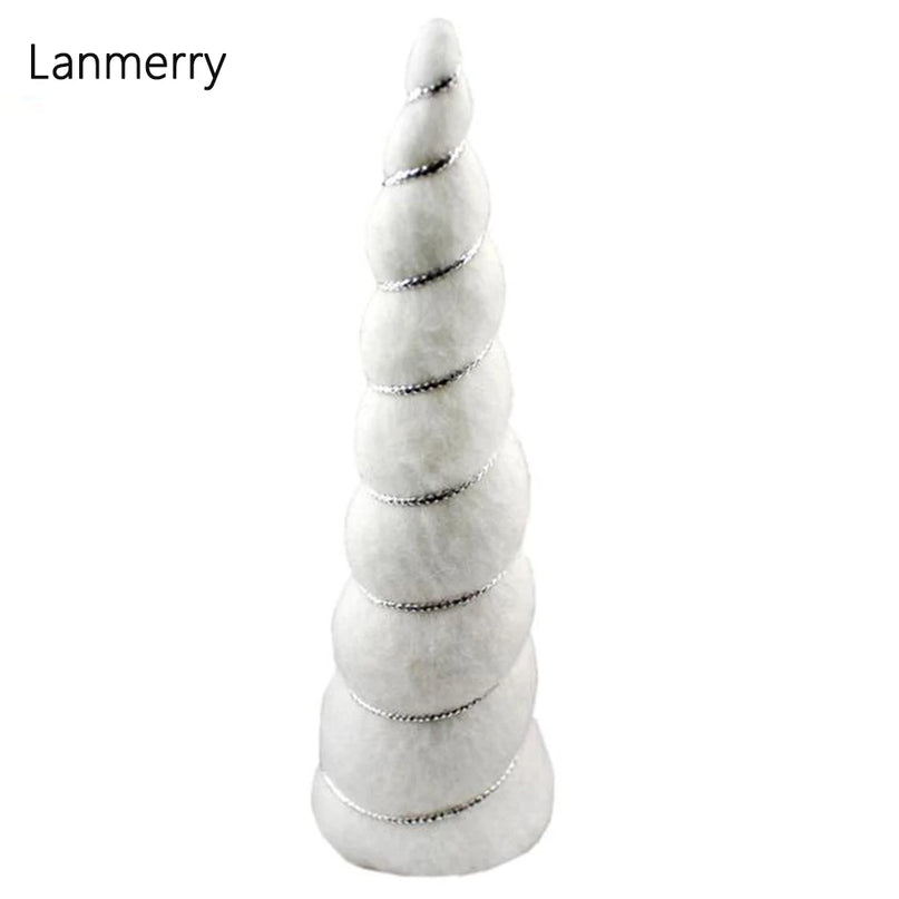 10 White Felt Unicorn Horns