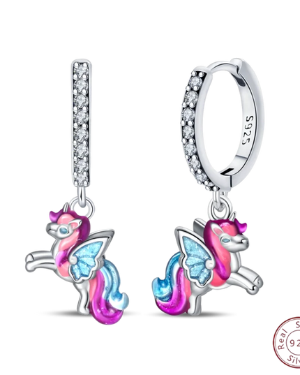 Winged Unicorn Enamel Earrings