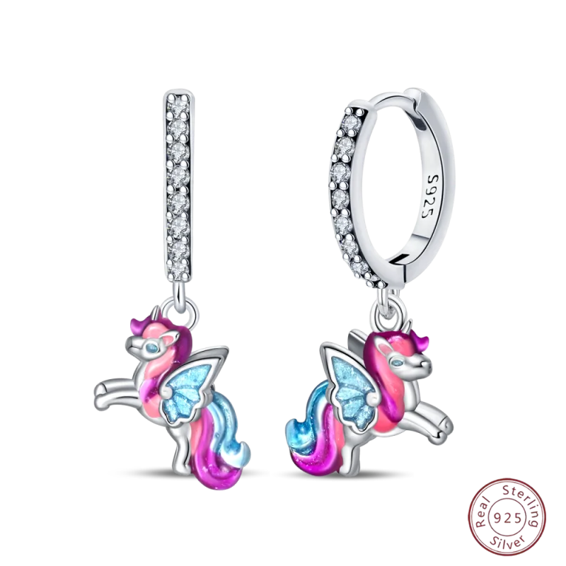 Winged Unicorn Enamel Earrings