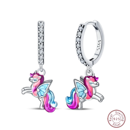Winged Unicorn Enamel Earrings
