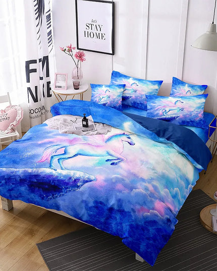 Blue Sky Rearing Unicorn Bedding