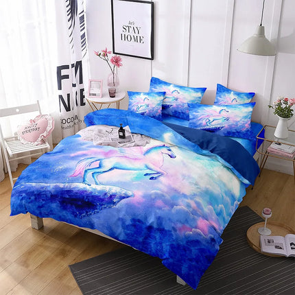 Blue Sky Rearing Unicorn Bedding