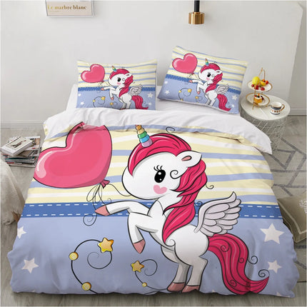 Balloon Heart Unicorn Bedding