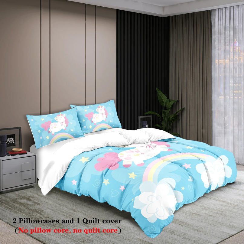 Blue Bow Unicorn Bedding