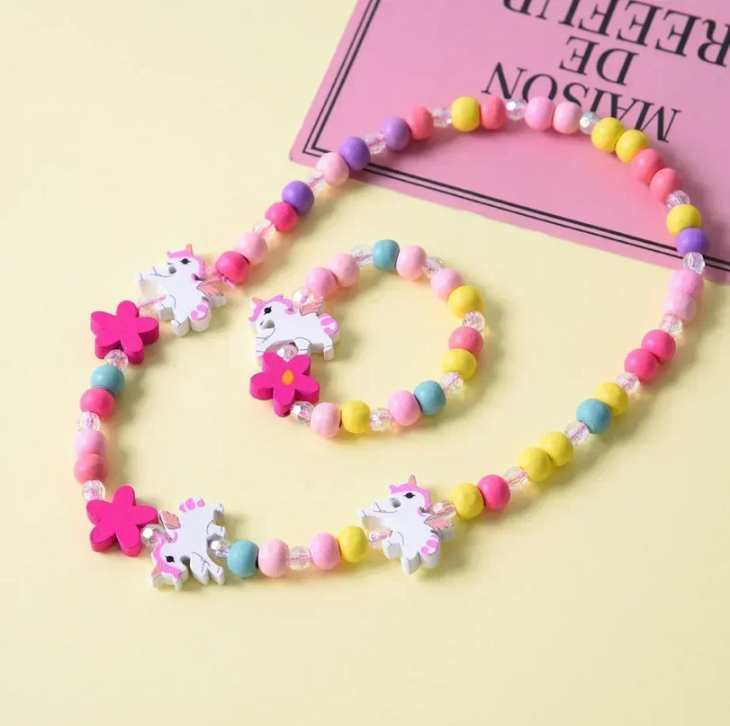 Beaded Unicorn Necklace + Bracelet