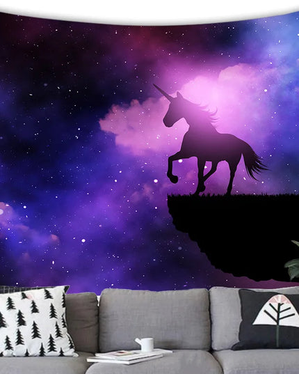 Unicorn Silhouette Tapestry - Galaxy