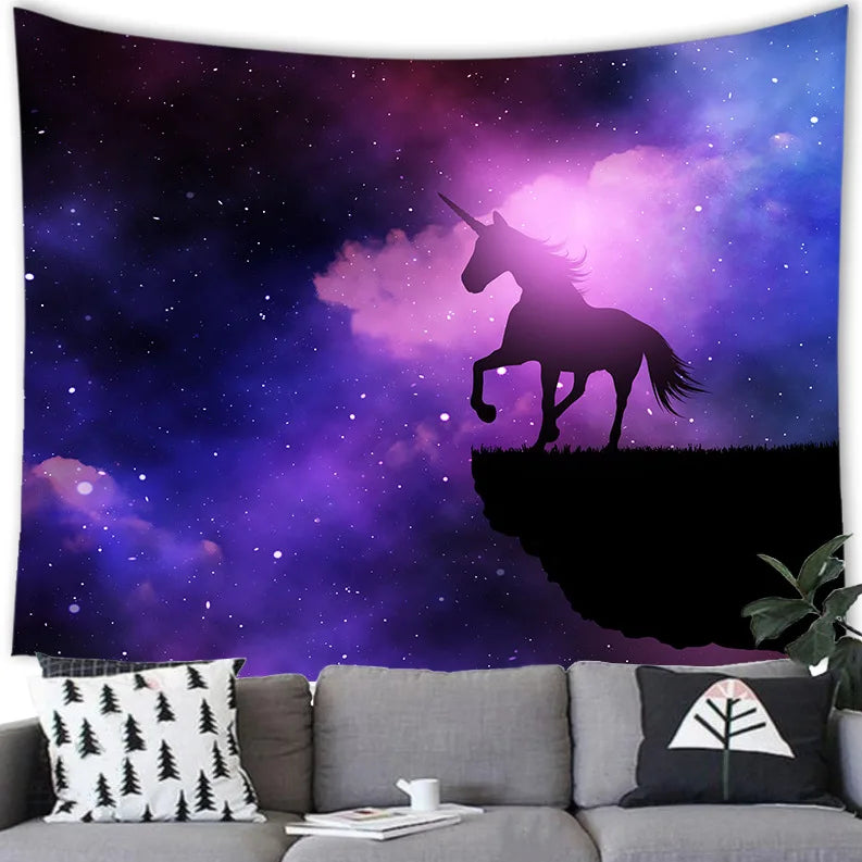 Unicorn Silhouette Tapestry - Galaxy