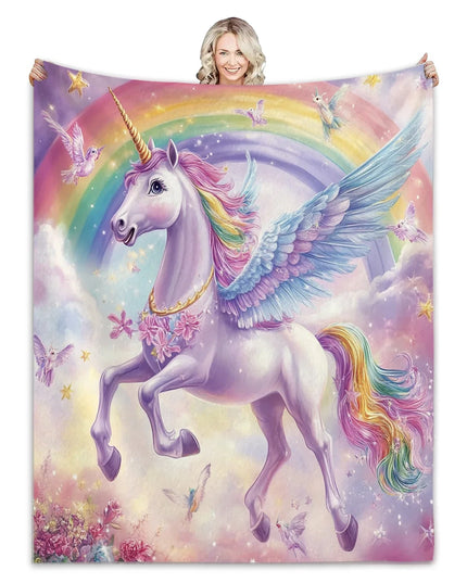 Floral Twin Size Unicorn Blanket