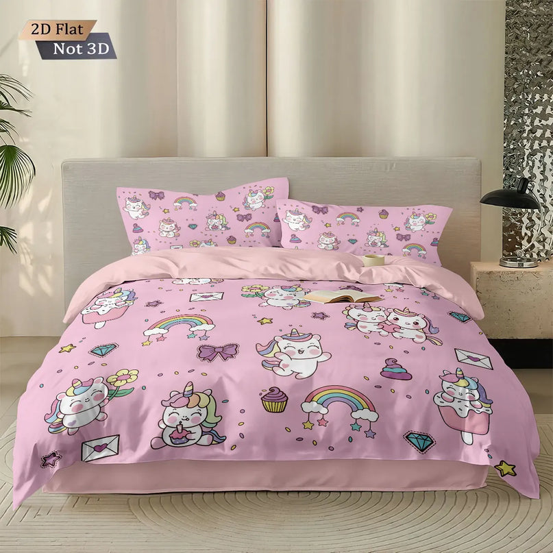 Kawaii Doodle Unicorn Bedding Set
