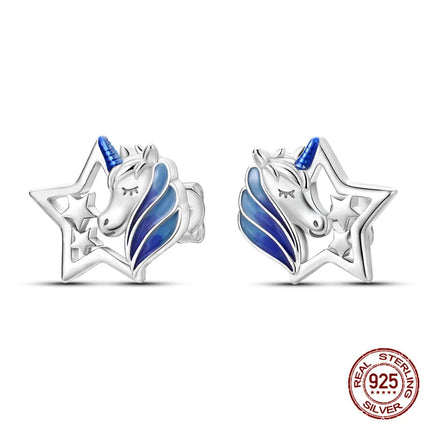 Blue Star Unicorn Earrings