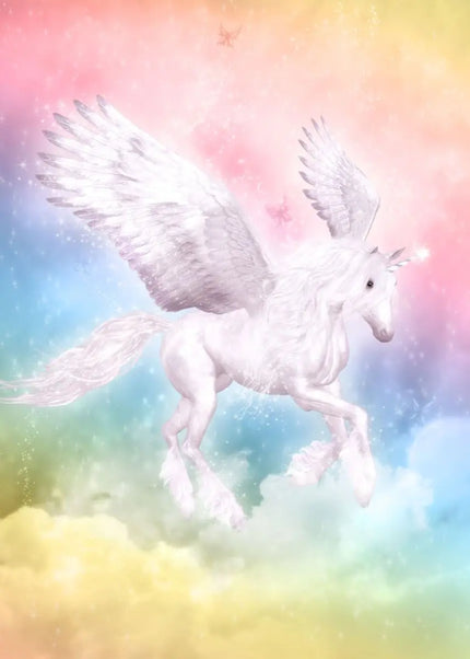 Winged Unicorn Rainbow Wall Art