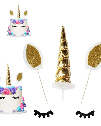 Gold Horn Unicorn Head Cake Topper