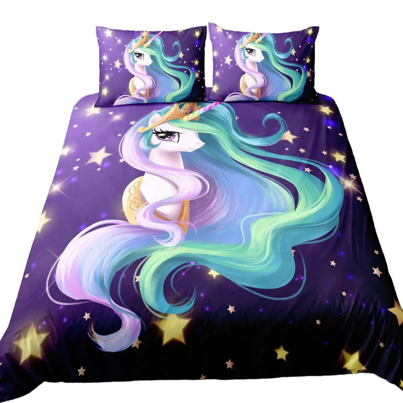 Purple Starry Unicorn Bedding