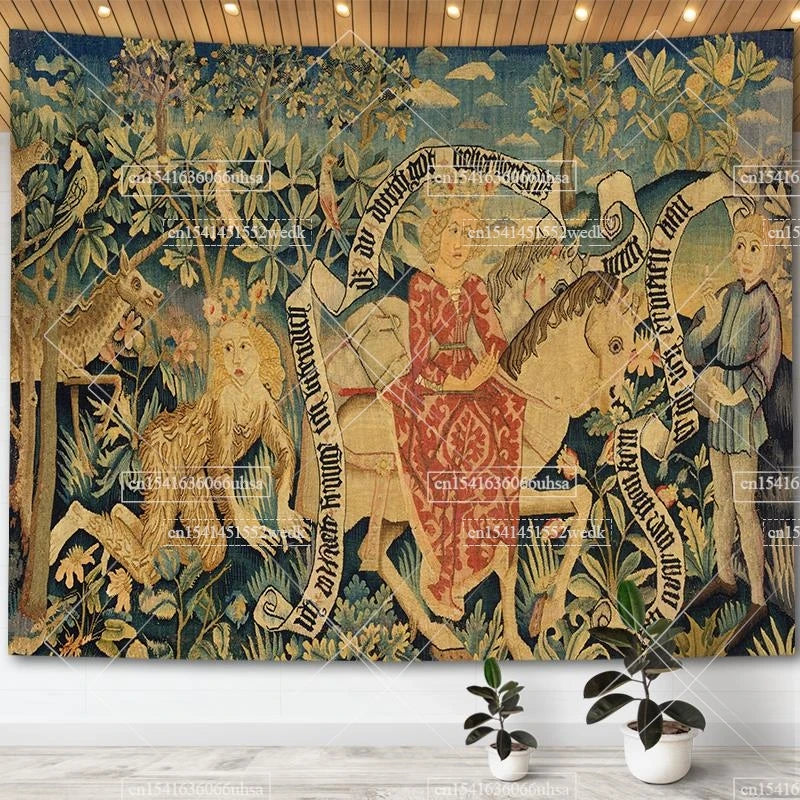 Medieval Unicorn Tapestry for Walls