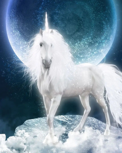 Moonlit Unicorn Wall Art at Night