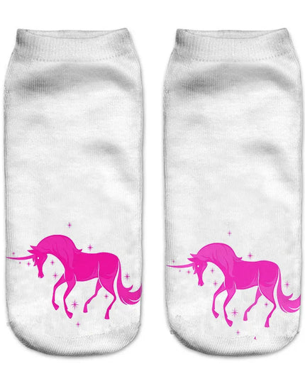Pink Unicorn Ankle Socks