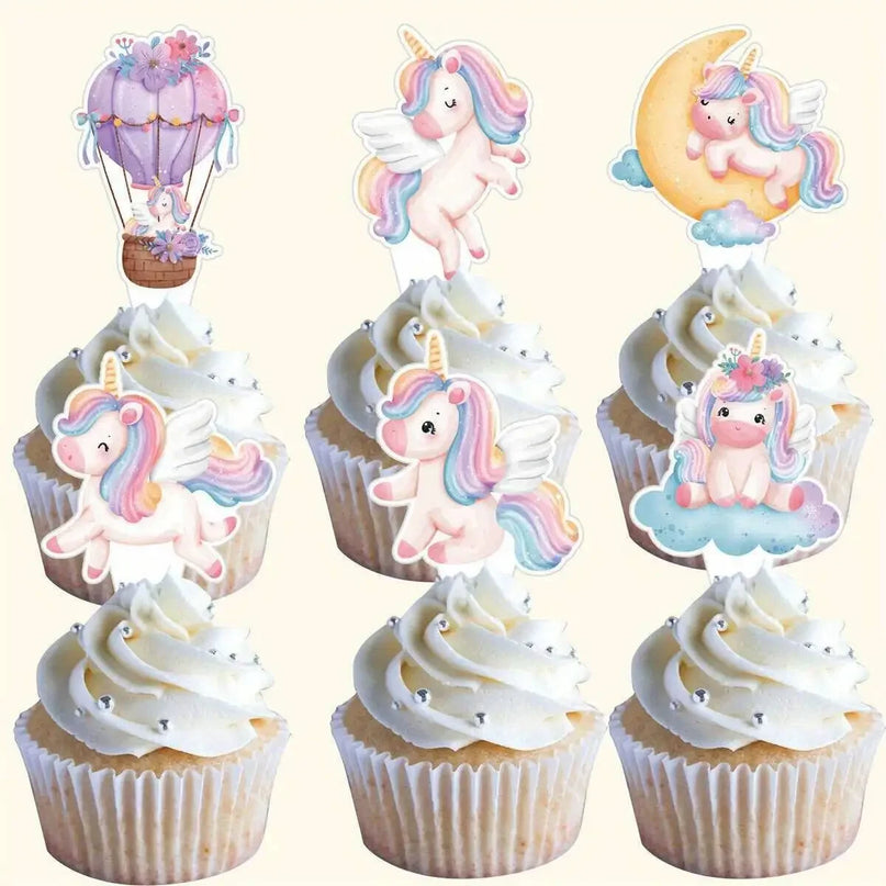 30-Pack Pastel Unicorn Cupcake Toppers