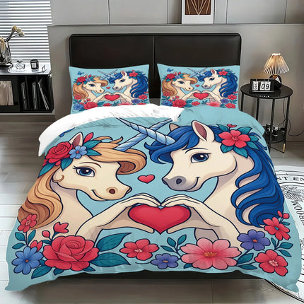 Love Heart Twin Unicorn Bedding