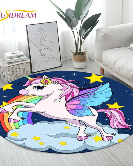 Rainbow Sunburst Unicorn Rug