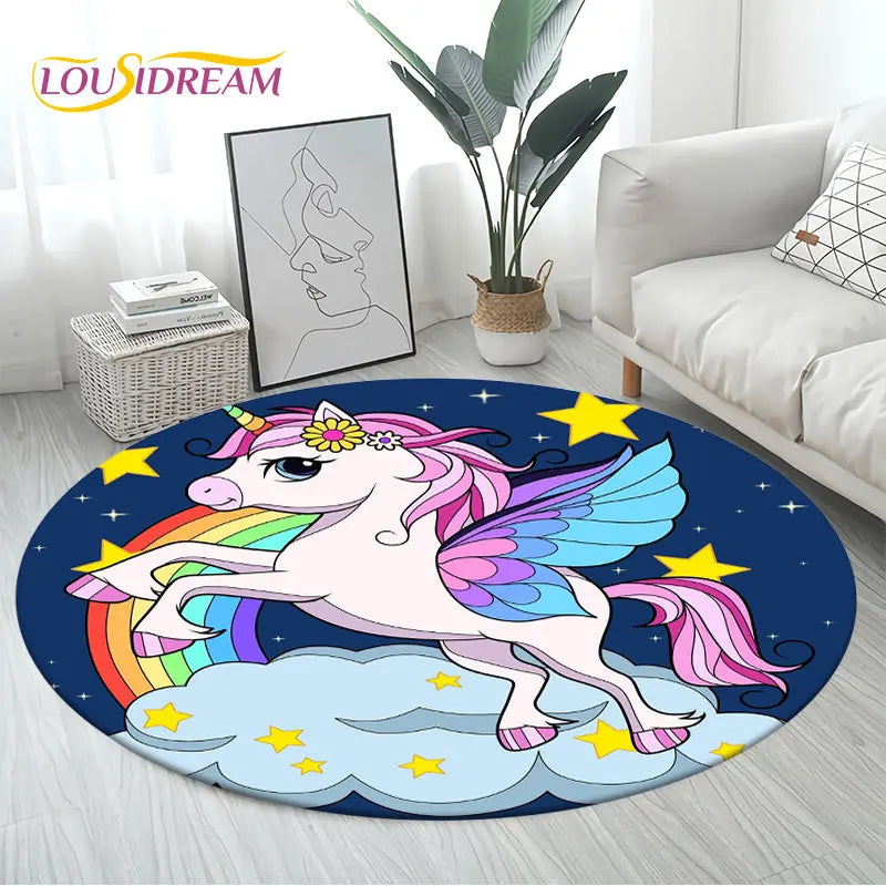 Rainbow Sunburst Unicorn Rug