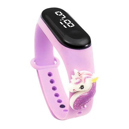 Lilac Glitter Unicorn LED Watch