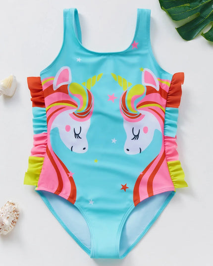 Blue Unicorn Ruffle Swimsuit