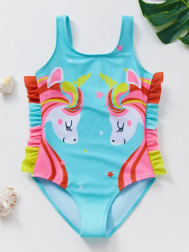 Blue Unicorn Ruffle Swimsuit