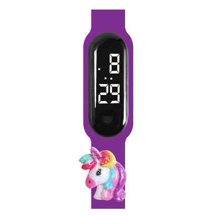 Purple Glitter Unicorn LED Watch