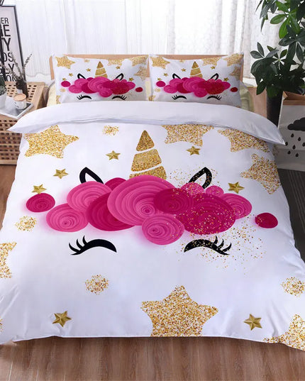 Gold Star Rose Unicorn Bedding