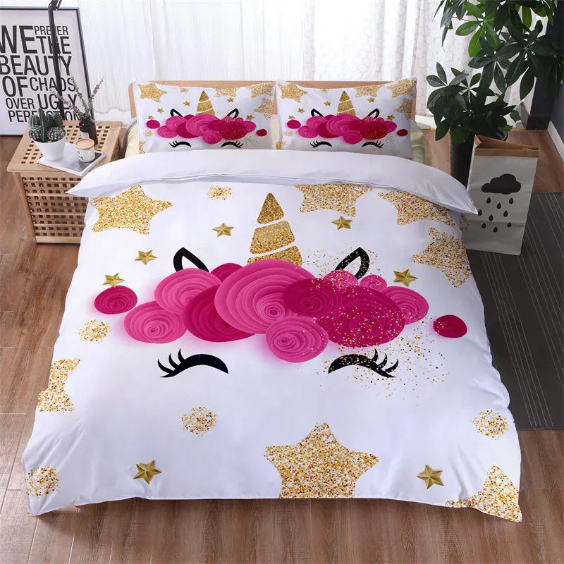 Gold Star Rose Unicorn Bedding