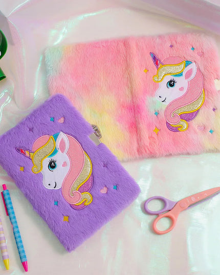 Pink Unicorn Fluffy Notebook