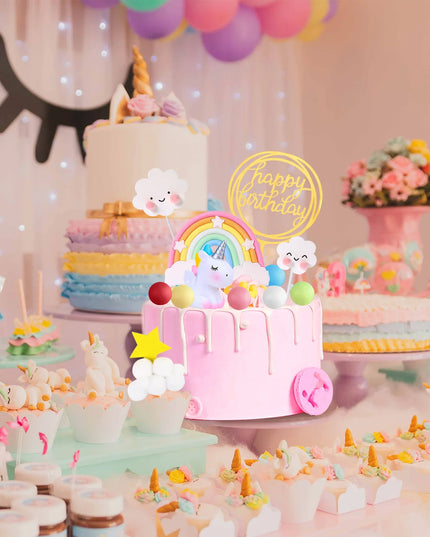Birthday Unicorn Cake Topper Set