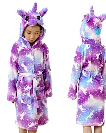 Purple Galaxy Unicorn Flannel Robe